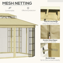 Load image into Gallery viewer, Elegant 3.7x3m Patio Gazebo with Mosquito Net &amp; Sturdy Metal Frame - Beige Bliss
