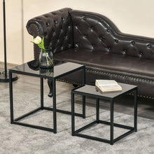 Load image into Gallery viewer, Elegant Nesting Side Tables Set with Tempered Glass Top - Modern Black Design
