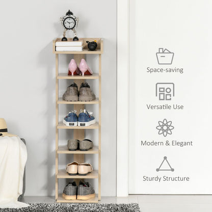 Elegant 7-Tier Oak Shoe Rack & Storage Shelf - Modern Space-Saving Organizer
