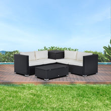 Load image into Gallery viewer, Outdoor 6-Piece Rattan Sofa Set with Cushions - Modern Black/Beige Design
