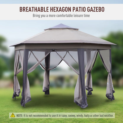 Outsunny 4x4m Metal Frame 2-Tier Gazebo with Mesh Curtains for Ultimate Comfort
