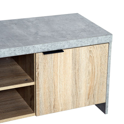 Modern Grey Wooden TV Stand & Media Center with Storage & Cable Management