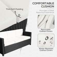 Load image into Gallery viewer, Luxurious 3-Seater Black Rattan Sofa: Stylish Outdoor Patio Lounge Furniture
