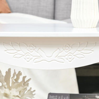 Modern White Coffee Table with Curved Legs & Storage Shelf - 94x44x42 cm