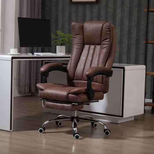 Vinsetto Luxury High Back Executive Office Swivel Chair with Footrest - Brown