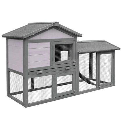Deluxe 5ft Wooden 2-Tier Rabbit & Guinea Pig Outdoor Hutch with Run