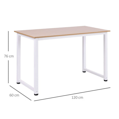 Modern Oak Grain Computer Desk with Durable White Metal Frame - Stylish & Functional