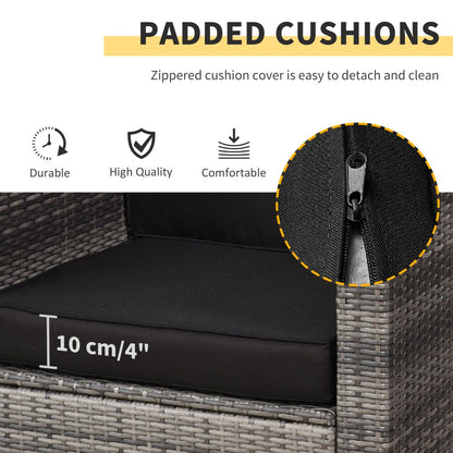 Outsunny Grey Rattan Sofa Set: Stylish 2-Seater with Cushions & Glass Table