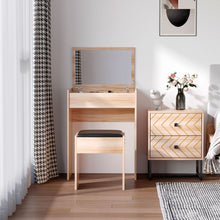 Load image into Gallery viewer, Chic HOMCOM Dressing Table Set: Mirror, Stool &amp; Versatile Flip-Top Design

