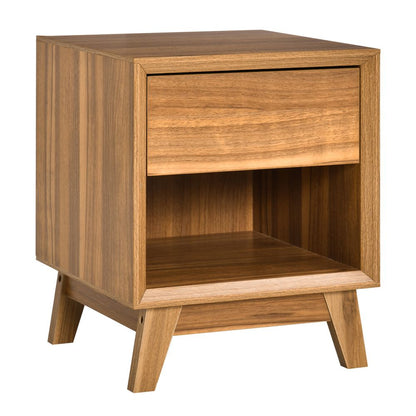 Stylish HOMCOM Bedside Table with Drawer & Shelf - Perfect Bedroom Organizer