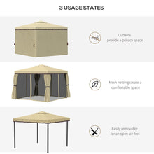 Load image into Gallery viewer, Elegant 3x3m Patio Gazebo with Water-Repellent Roof &amp; Mosquito Net - Beige
