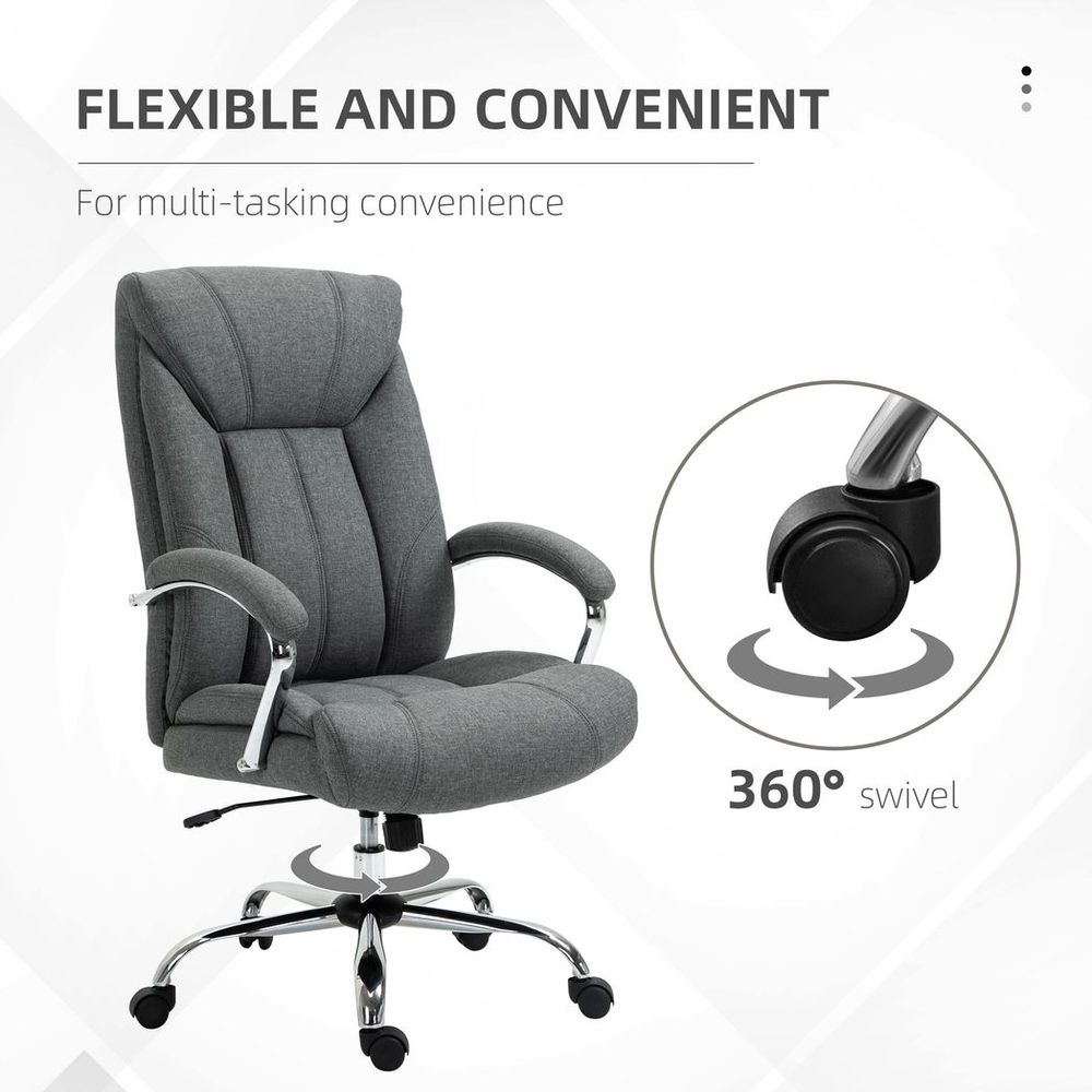 Ergonomic High Back Office Chair with Armrests - Stylish Grey & Swivel Mobility
