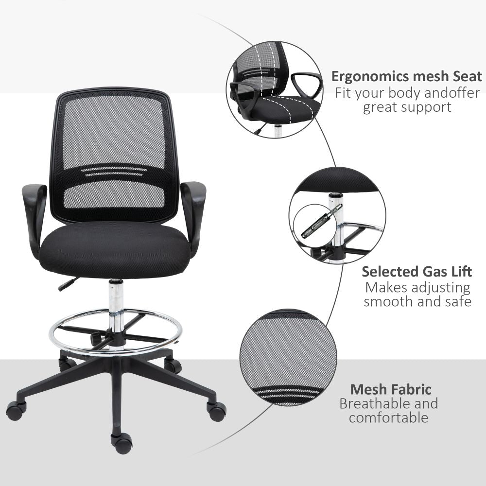 Ergonomic Tall Drafting Chair with Adjustable Height & Footrest for Comfort