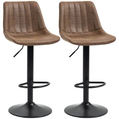 Retro Microfibre Tub Bar Stools - Set of 2 with Adjustable Metal Frames