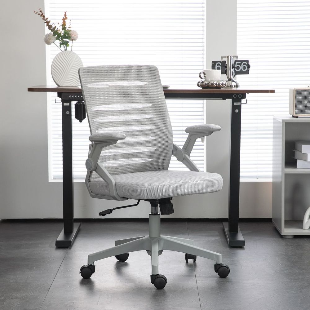 Vinsetto Ergonomic Mesh Office Chair with Lumbar Support & Swivel - Grey