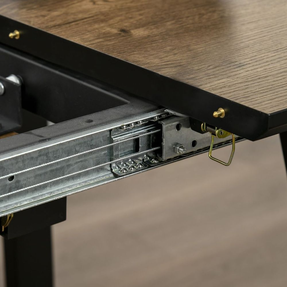 Stylish Extendable Dining Table: Industrial Wood & Metal Design for 4-6 Seats