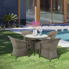 Load image into Gallery viewer, Stylish 5-Piece Grey PE Rattan Patio Dining Set for Comfort &amp; Elegance
