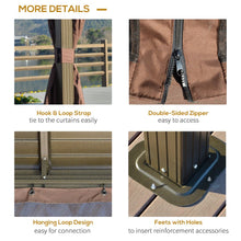 Load image into Gallery viewer, Outsunny 3m Hardtop Steel Gazebo with Double Roof &amp; Net Curtains - Brown
