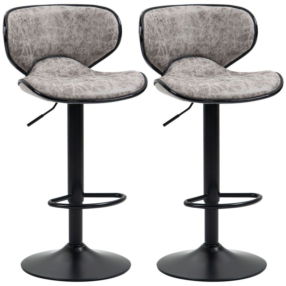 Retro Adjustable Height Bar Stool Set - Comfortable Microfiber Dining Chairs
