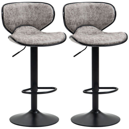 Retro Adjustable Height Bar Stool Set - Comfortable Microfiber Dining Chairs
