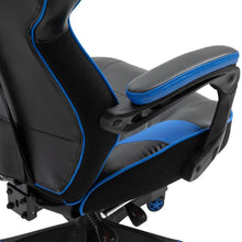 Load image into Gallery viewer, Ultimate Blue Ergonomic Gaming Chair with Reclining Footrest &amp; Stylish Design

