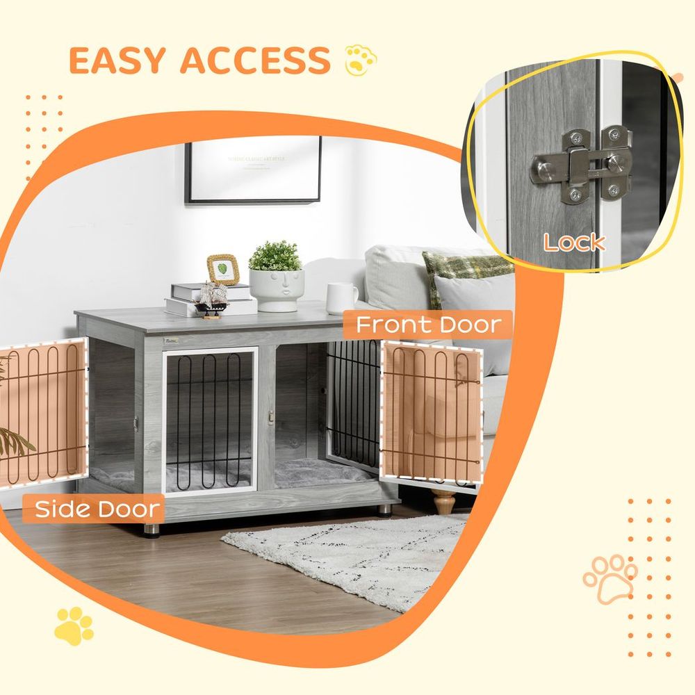 Stylish PawHut Dog Crate End Table: Cozy, Functional, and Secure for Pets!