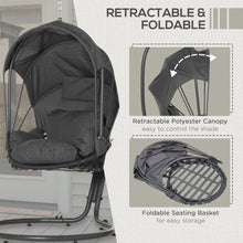 Load image into Gallery viewer, Cozy Hanging Egg Chair with Stand &amp; Canopy – Modern Grey Swing Hammock

