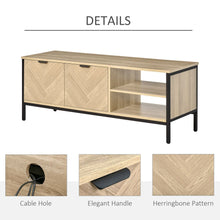 Load image into Gallery viewer, HOMCOM Adjustable Double Door TV Cabinet - Modern Natural Wood Finish
