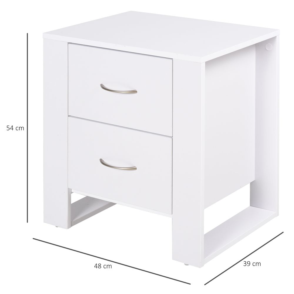 Elegant White 2-Drawer Bedside Table - Modern Storage Solution