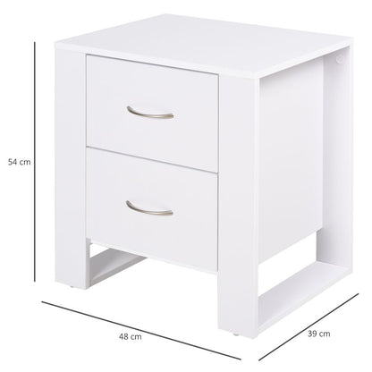 Elegant White 2-Drawer Bedside Table - Modern Storage Solution