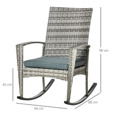 Load image into Gallery viewer, Modern Rattan Rocking Chair with Cushion - Light Grey Elegance for Your Garden
