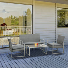 Load image into Gallery viewer, Stylish 4-Piece PE Rattan Wicker Sofa Set with Cushions - Perfect for Outdoors!
