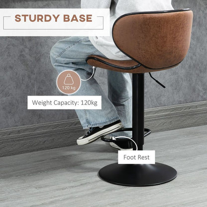 Adjustable Vintage Bar Stool Set of 2 - Stylish Microfiber Comfort & Support