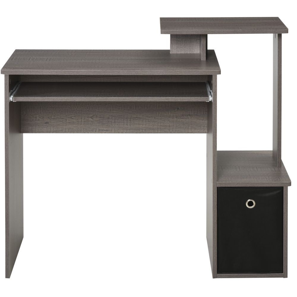 Stylish Grey Computer Desk with Storage Drawer & Sliding Keyboard Tray
