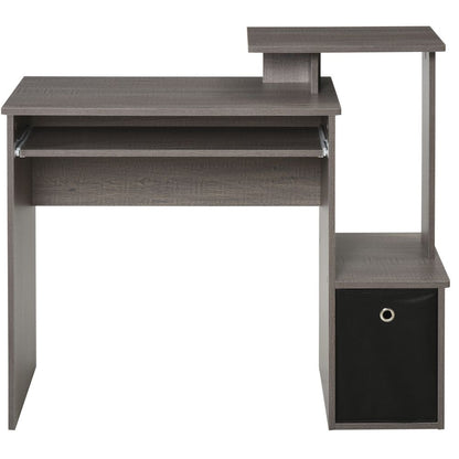 Stylish Grey Computer Desk with Storage Drawer & Sliding Keyboard Tray
