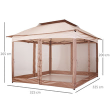 Load image into Gallery viewer, Outsunny 3.25x3.25m Khaki/Brown Pop-Up Gazebo - Stylish Outdoor Party Canopy
