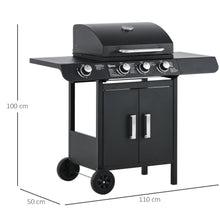 Load image into Gallery viewer, Ultimate Deluxe 3+1 Burner Gas BBQ Grill with Easy-Read Thermometer
