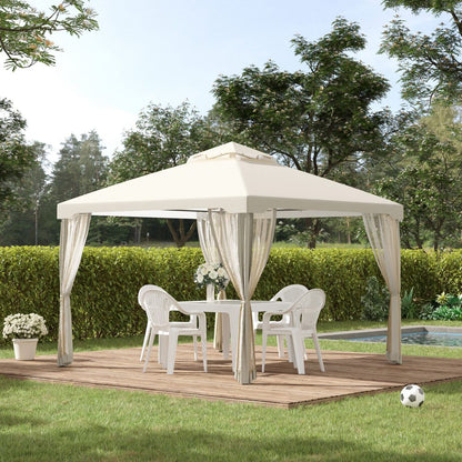 Outsunny 3x3m Cream White Garden Gazebo - Stylish UV Protection & Netting