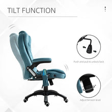 Load image into Gallery viewer, Reclining Executive Massage Chair with Heat &amp; Swivel - Luxurious Blue Velvet
