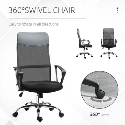 Ergonomic High Back Mesh Office Chair with Faux Leather & Adjustable Features