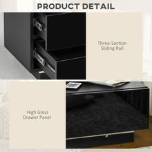 Load image into Gallery viewer, Modern LED Nightstand with Remote - High Gloss Cubic Design in Black
