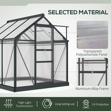 Load image into Gallery viewer, 6x6ft Polycarbonate Garden Greenhouse with Aluminium Frame &amp; Sliding Door
