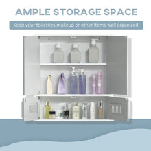Load image into Gallery viewer, Grey Wall-Mounted Bathroom Mirror Cabinet with Double Storage Doors

