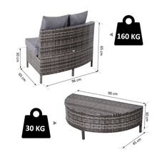 Load image into Gallery viewer, Cozy 4-Seater Half Moon Rattan Garden Furniture Set - Grey Elegance
