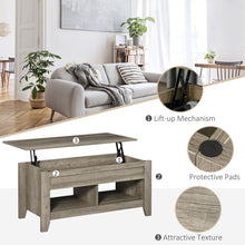 Load image into Gallery viewer, HOMCOM Lift-Top Coffee Table with Hidden Storage &amp; Stylish Shelving - Oak

