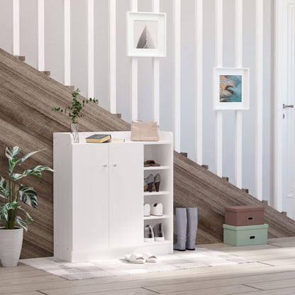 Versatile Shoe Storage Cabinet with Adjustable Shelves - Modern White Design