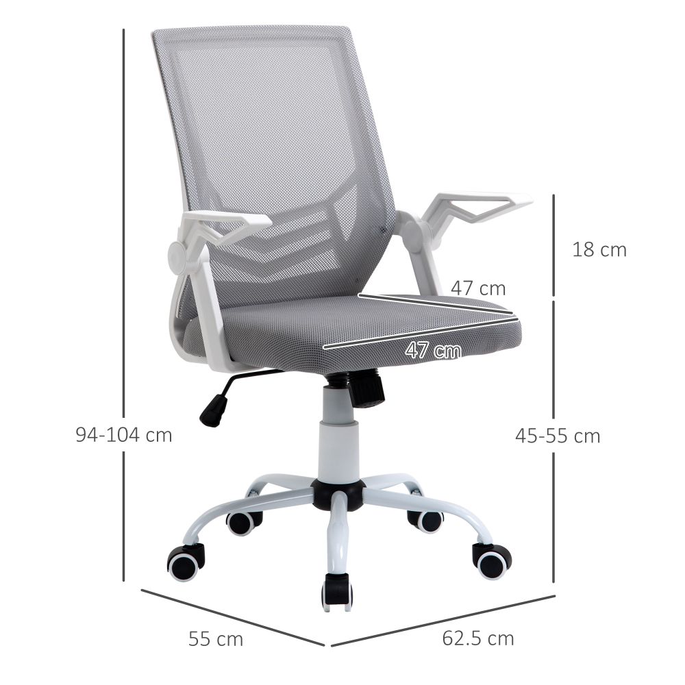 Vinsetto Grey Mesh Swivel Office Chair with Lumbar Support & Adjustable Height