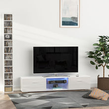 Load image into Gallery viewer, Modern HOMCOM LED TV Stand - High Gloss White Cabinet with Remote Control
