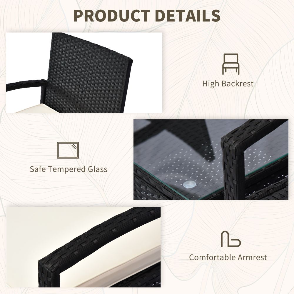 Outsunny Chic 2-Seater Rattan Bistro Set - Durable Steel Frame for Outdoor Bliss