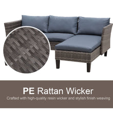 Load image into Gallery viewer, Stylish 3-Piece Outdoor Rattan Sofa Set with Coffee Table - Grey Comfort
